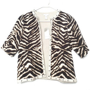 Chico's Sassy Animal Sandra Open Front Cardigan Sweater Size 0 Small US …